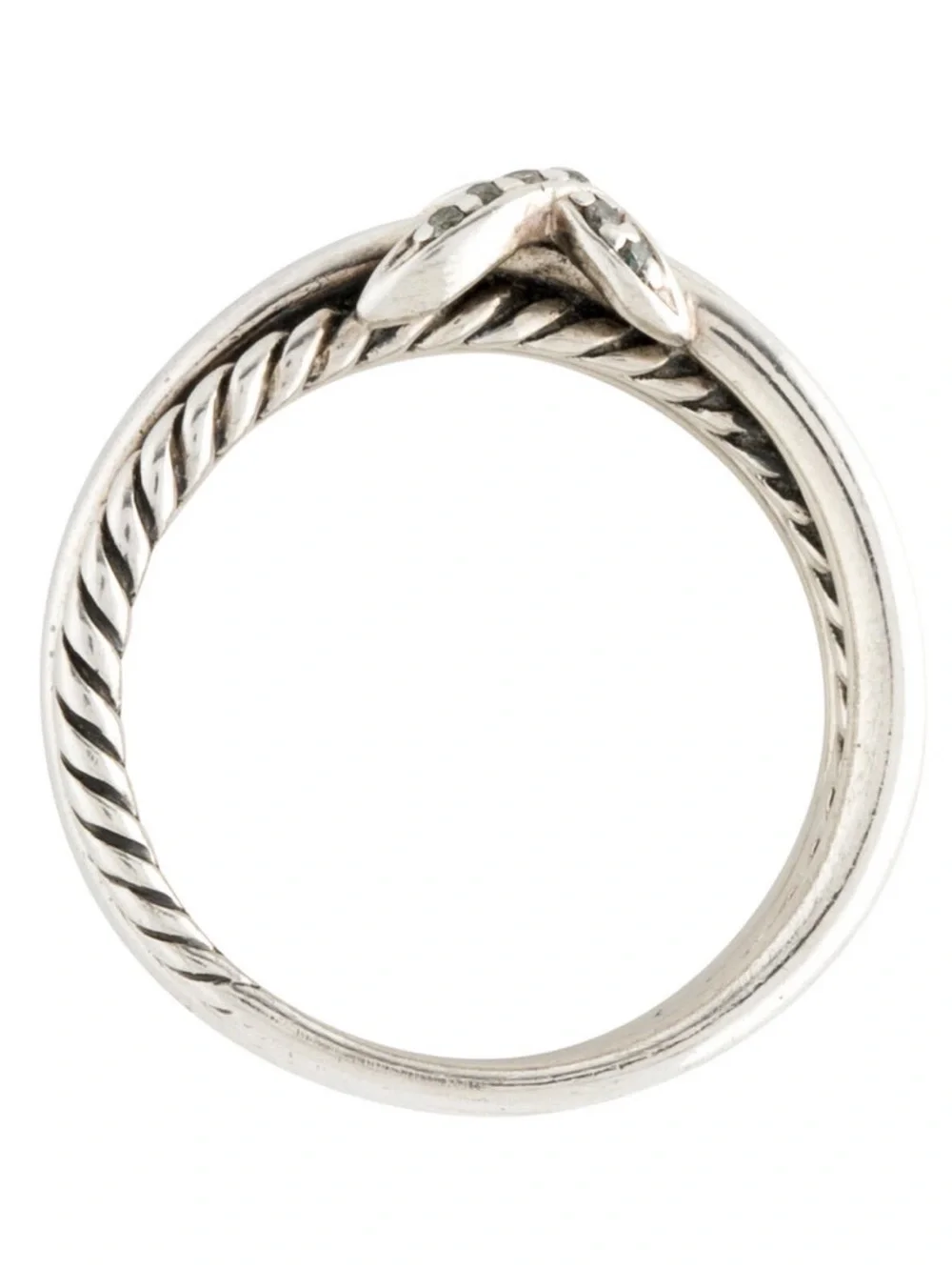 David Yurman Silver Diamond X Collection Ring- Size 5.75